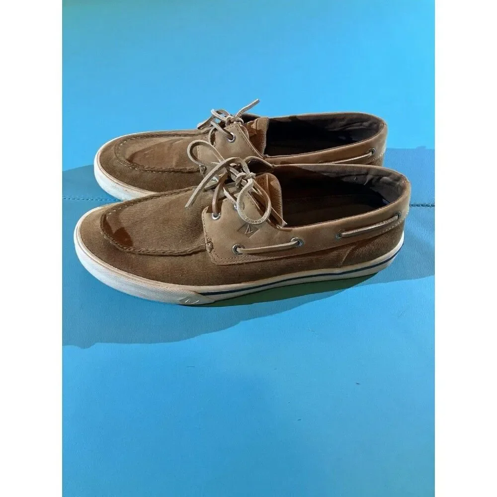 Sperry Top-Sider Men’s Brown Corduroy Boat Shoe Lace-Up US 11 Rubber Sole
